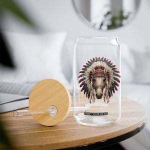 Horse Native American Indigenous Heritage War Bonnet Glass Can TS11 Print Your Wear