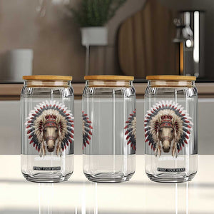Horse Native American Indigenous Heritage War Bonnet Glass Can TS11 Print Your Wear