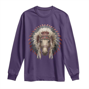 Horse Native American Indigenous Heritage War Bonnet Long Sleeve Shirt TS11 Purple Print Your Wear