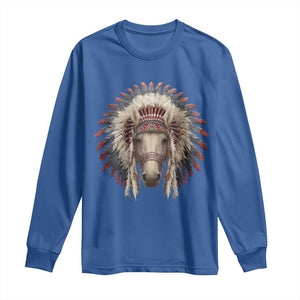 Horse Native American Indigenous Heritage War Bonnet Long Sleeve Shirt TS11 Royal Blue Print Your Wear