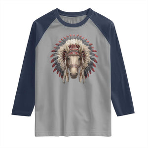 Horse Native American Indigenous Heritage War Bonnet Raglan Shirt TS11 Sport Gray Navy Print Your Wear