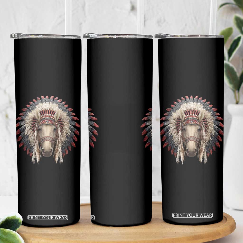Horse Native American Indigenous Heritage War Bonnet Skinny Tumbler TS11 Print Your Wear
