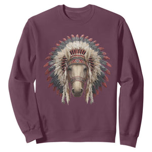 Horse Native American Indigenous Heritage War Bonnet Sweatshirt TS11 Maroon Print Your Wear