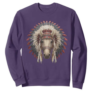 Horse Native American Indigenous Heritage War Bonnet Sweatshirt TS11 Purple Print Your Wear