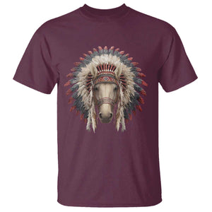 Horse Native American Indigenous Heritage War Bonnet T Shirt TS11 Maroon Print Your Wear