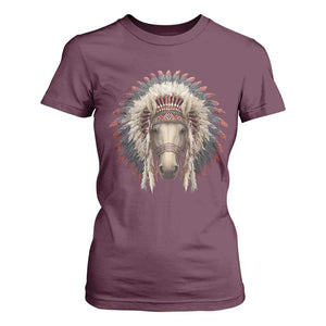 Horse Native American Indigenous Heritage War Bonnet T Shirt For Women TS11 Maroon Print Your Wear