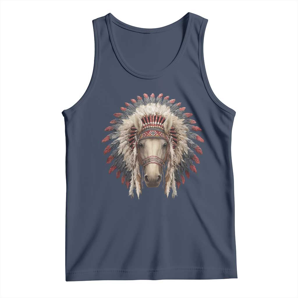 Horse Native American Indigenous Heritage War Bonnet Tank Top TS11 Navy Print Your Wear