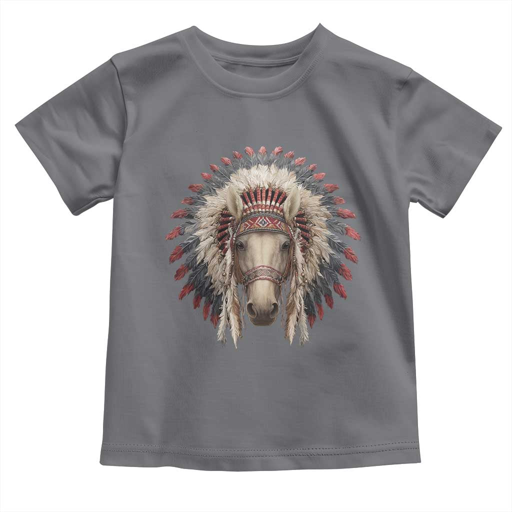 Horse Native American Indigenous Heritage War Bonnet Toddler T Shirt TS11 Charcoal Print Your Wear