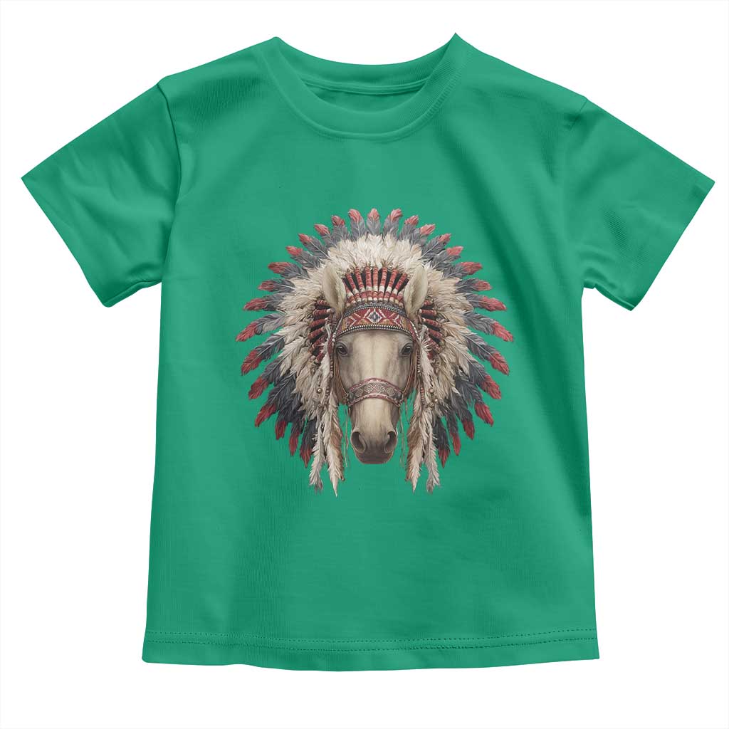 Horse Native American Indigenous Heritage War Bonnet Toddler T Shirt TS11 Irish Green Print Your Wear