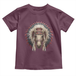 Horse Native American Indigenous Heritage War Bonnet Toddler T Shirt TS11 Maroon Print Your Wear