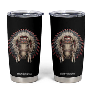 Horse Native American Indigenous Heritage War Bonnet Tumbler Cup TS11 Black Print Your Wear