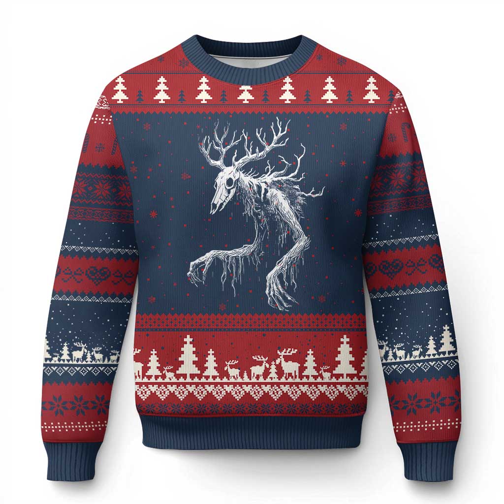 Wendigo Monster Skinwalker Mythical Cryptid Ugly Christmas Sweater TS11 Navy Red Print Your Wear