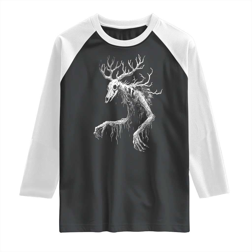 Wendigo Monster Skinwalker Mythical Cryptid Raglan Shirt TS11 Black White Print Your Wear