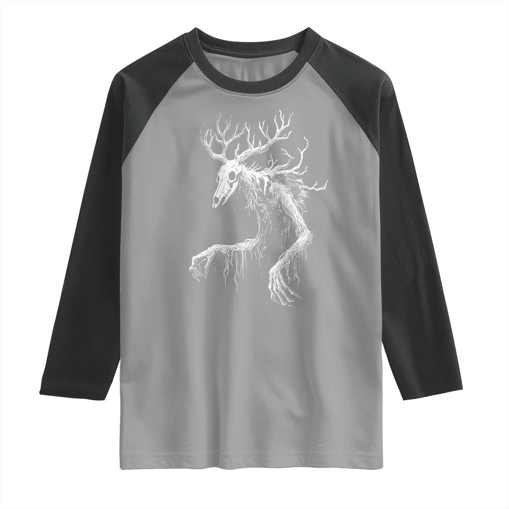 Wendigo Monster Skinwalker Mythical Cryptid Raglan Shirt TS11 Sport Gray Black Print Your Wear