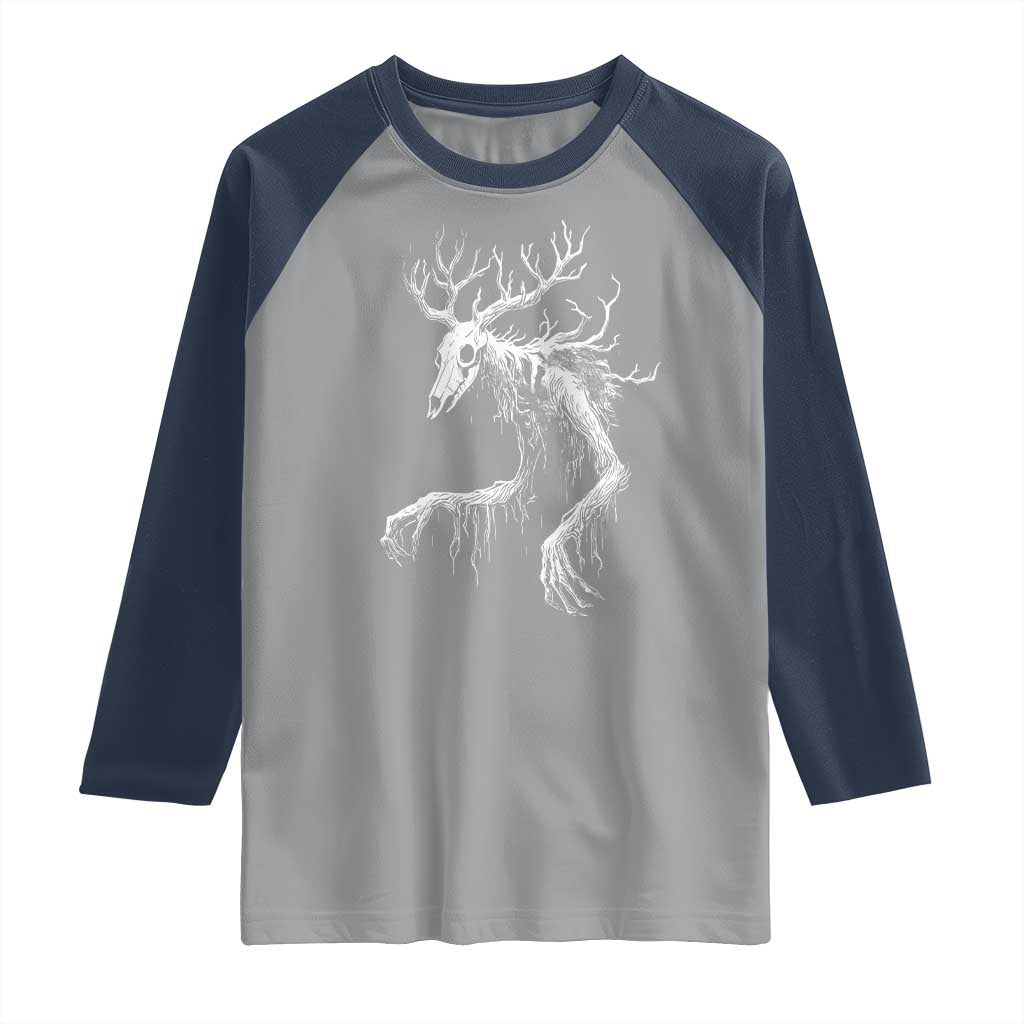 Wendigo Monster Skinwalker Mythical Cryptid Raglan Shirt TS11 Sport Gray Navy Print Your Wear