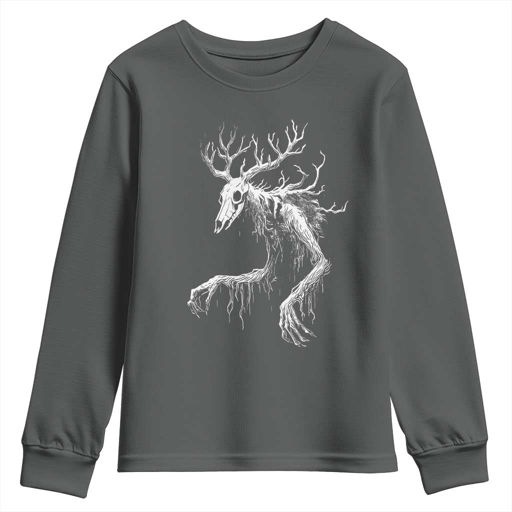 Wendigo Monster Skinwalker Mythical Cryptid Youth Sweatshirt TS11 Dark Heather Print Your Wear