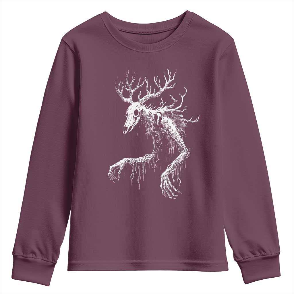 Wendigo Monster Skinwalker Mythical Cryptid Youth Sweatshirt TS11 Maroon Print Your Wear