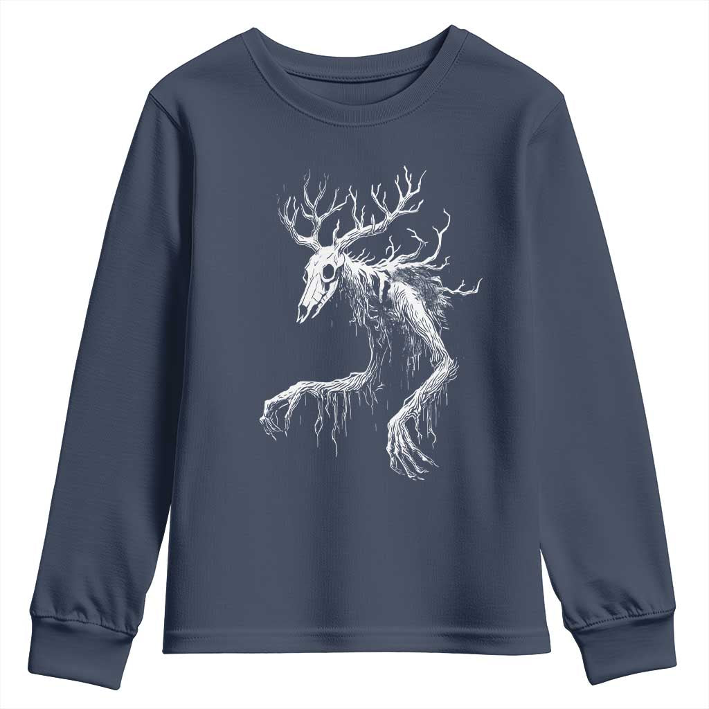 Wendigo Monster Skinwalker Mythical Cryptid Youth Sweatshirt TS11 Navy Print Your Wear