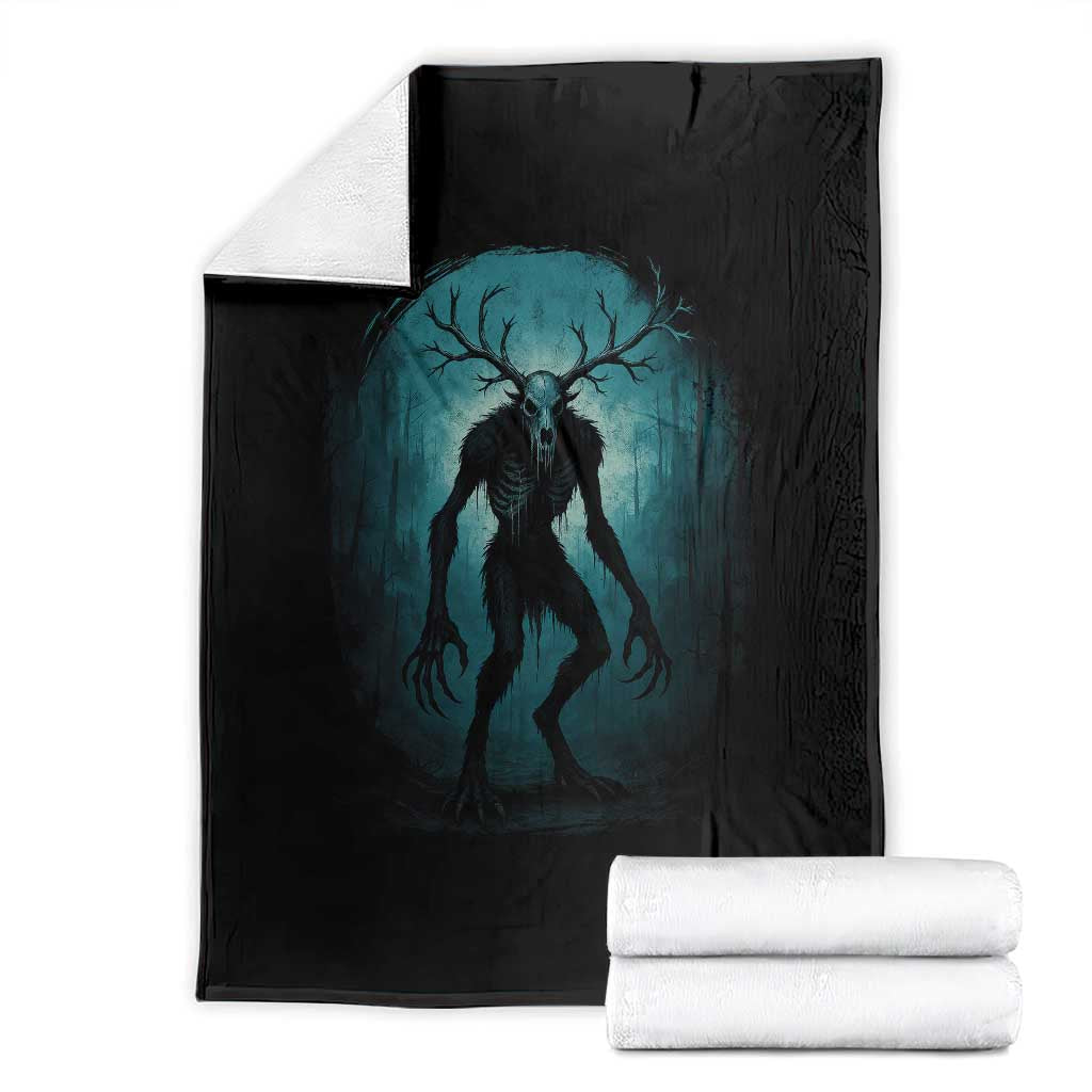 Wendigo Monster Skinwalker Mythical Cryptid Dark Forest Throw Blanket TS11 Black Print Your Wear