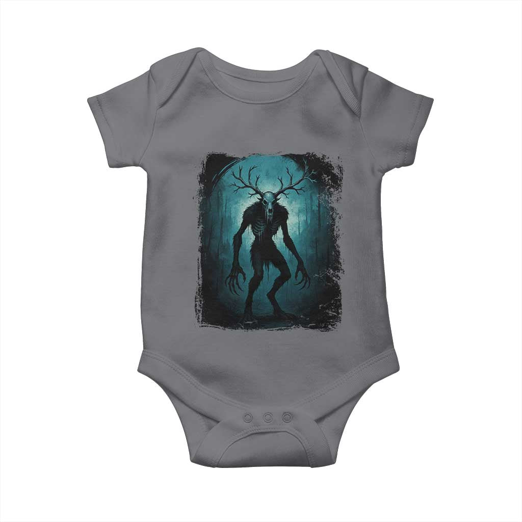 Wendigo Monster Skinwalker Mythical Cryptid Dark Forest Baby Onesie TS11 Charcoal Print Your Wear