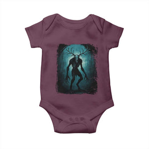 Wendigo Monster Skinwalker Mythical Cryptid Dark Forest Baby Onesie TS11 Maroon Print Your Wear