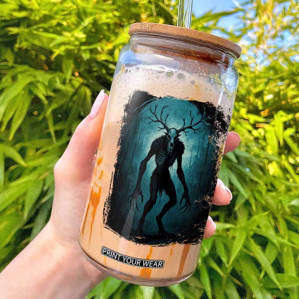 Wendigo Monster Skinwalker Mythical Cryptid Dark Forest Glass Can TS11 Black Print Your Wear