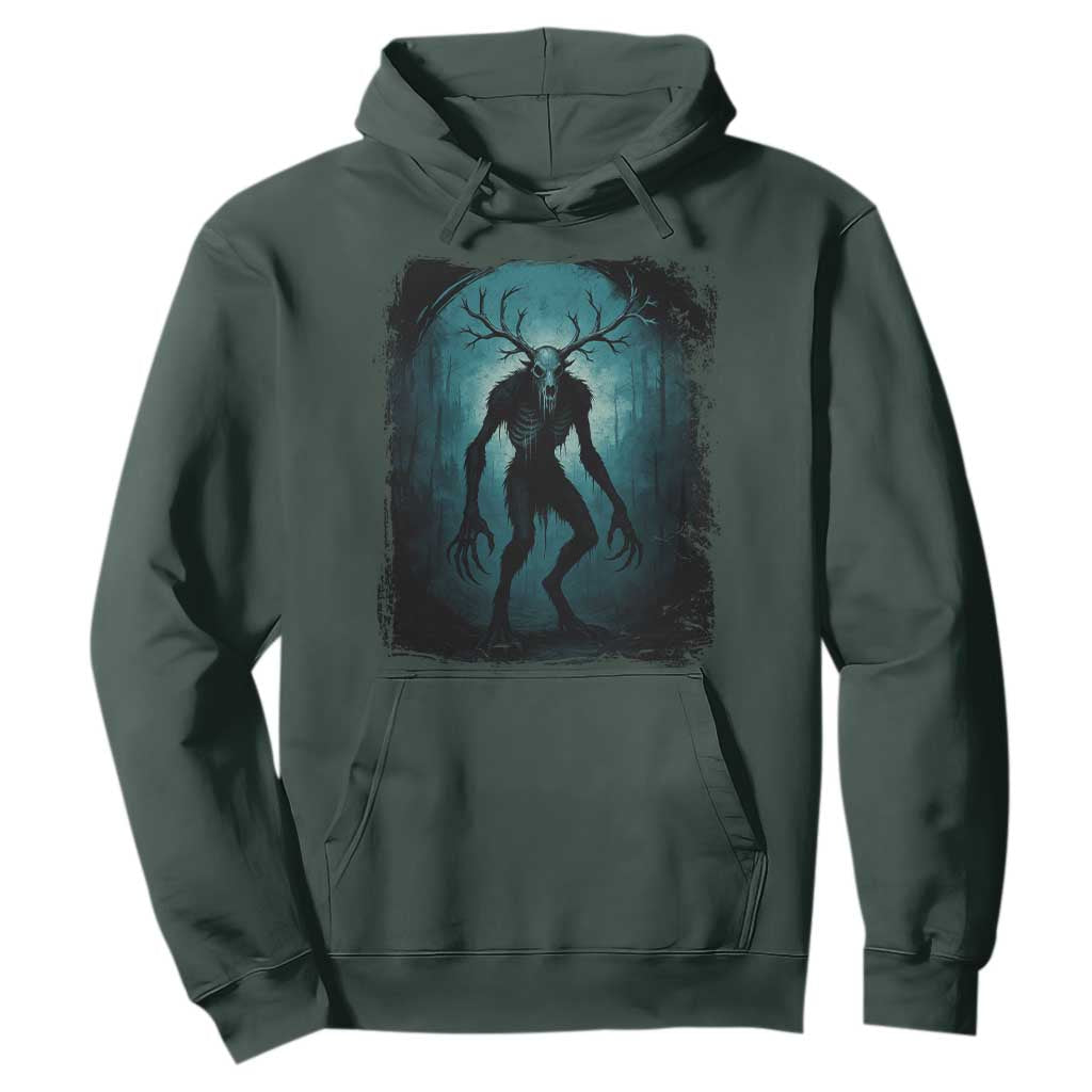 Wendigo Monster Skinwalker Mythical Cryptid Dark Forest Hoodie TS11 Dark Forest Green Print Your Wear