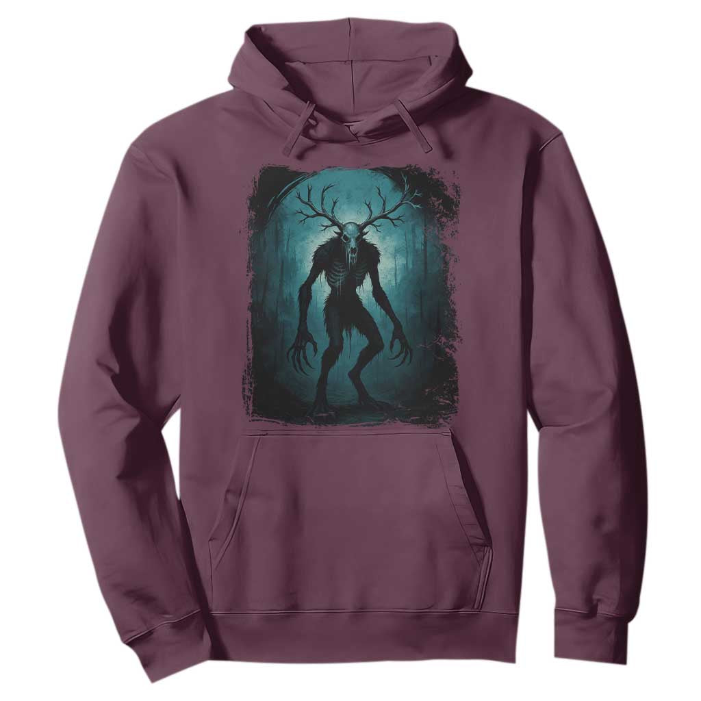 Wendigo Monster Skinwalker Mythical Cryptid Dark Forest Hoodie TS11 Maroon Print Your Wear