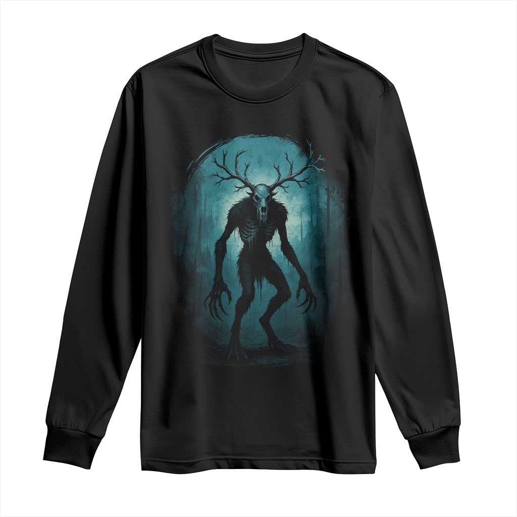 Wendigo Monster Skinwalker Mythical Cryptid Dark Forest Long Sleeve Shirt TS11 Black Print Your Wear