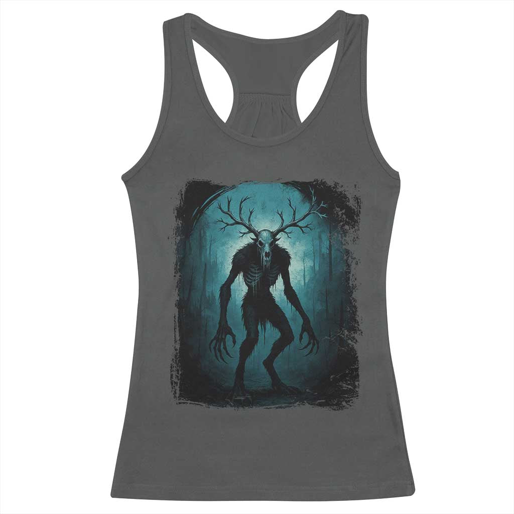Wendigo Monster Skinwalker Mythical Cryptid Dark Forest Racerback Tank Top TS11 Dark Heather Print Your Wear