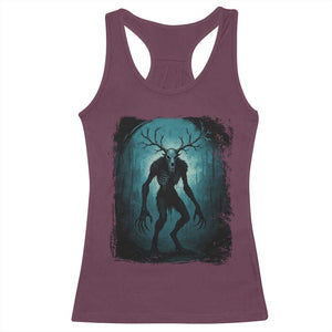 Wendigo Monster Skinwalker Mythical Cryptid Dark Forest Racerback Tank Top TS11 Maroon Print Your Wear