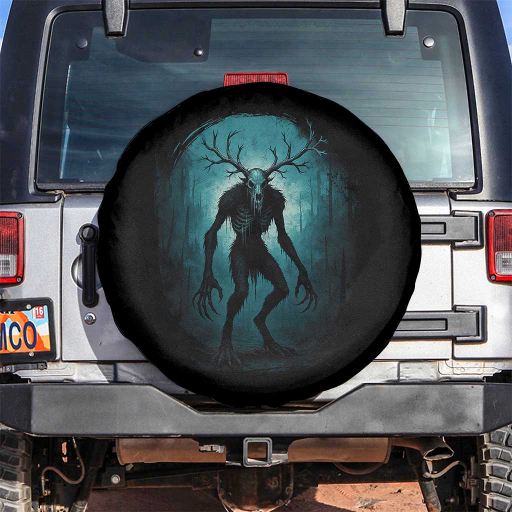 Wendigo Monster Skinwalker Mythical Cryptid Dark Forest Spare Tire Cover TS11 No hole Black Print Your Wear