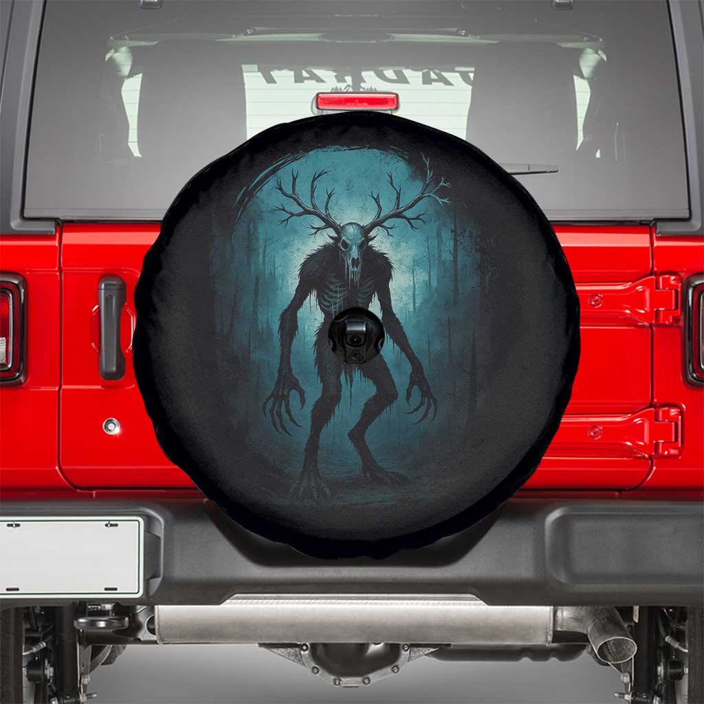 Wendigo Monster Skinwalker Mythical Cryptid Dark Forest Spare Tire Cover TS11 Black Print Your Wear