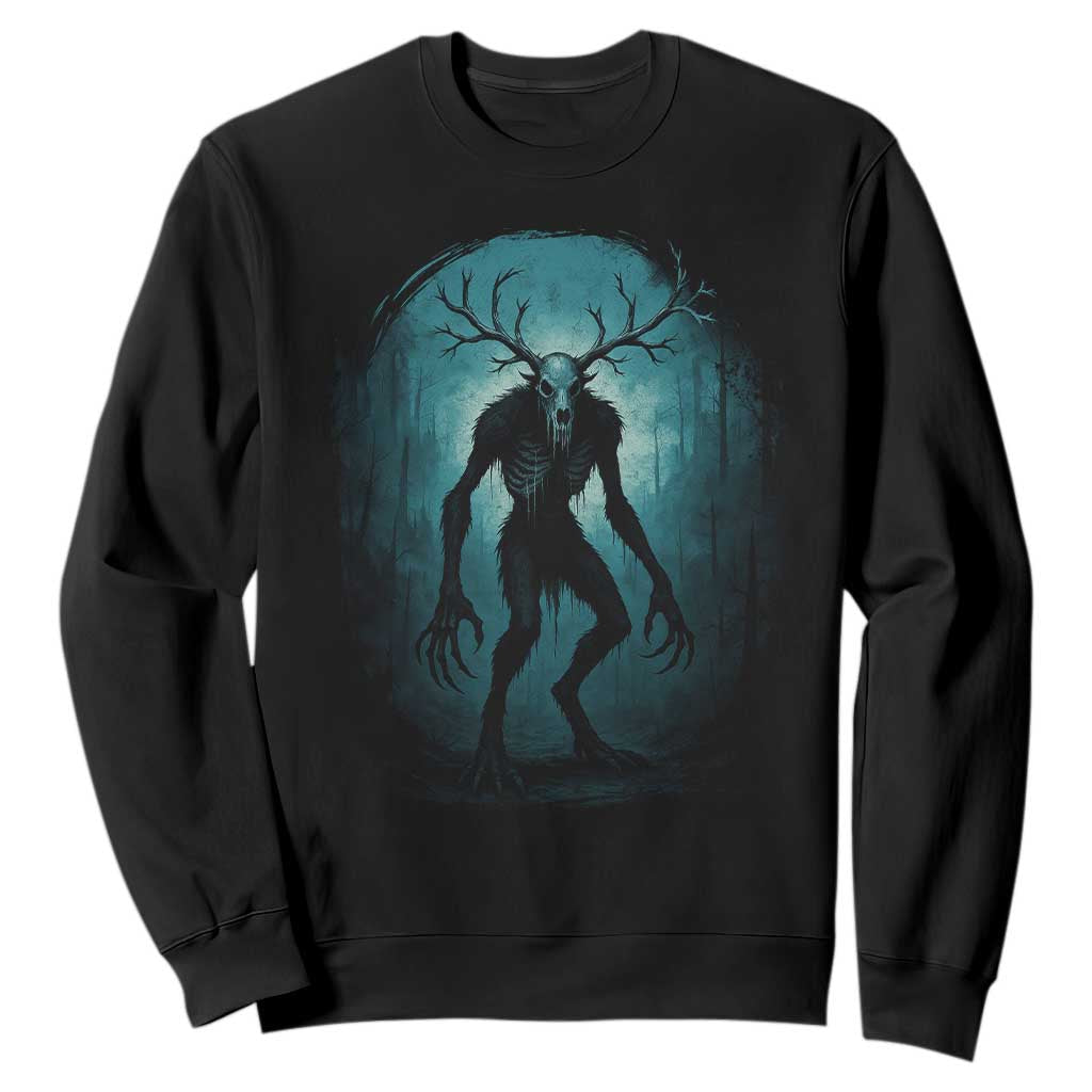 Wendigo Monster Skinwalker Mythical Cryptid Dark Forest Sweatshirt TS11 Black Print Your Wear