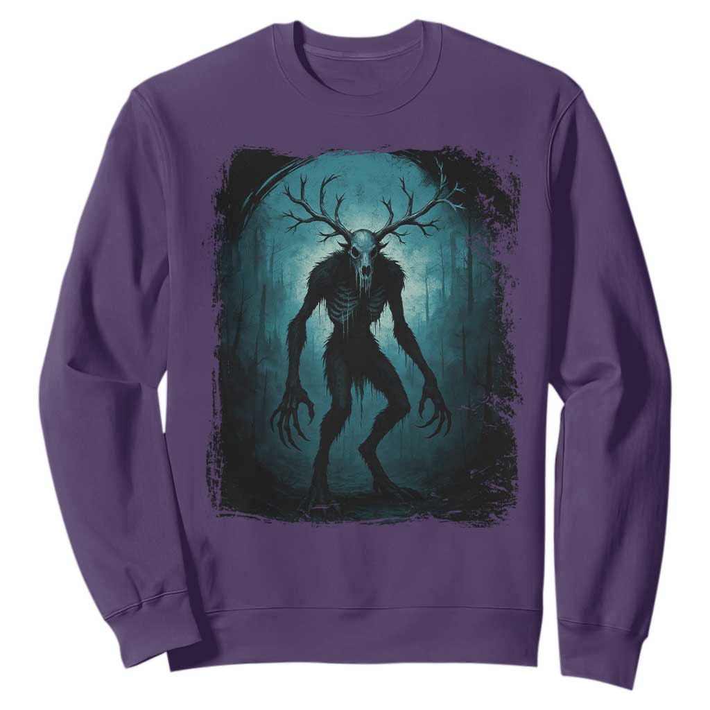 Wendigo Monster Skinwalker Mythical Cryptid Dark Forest Sweatshirt TS11 Purple Print Your Wear