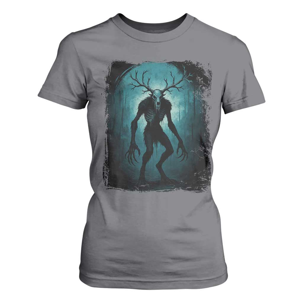 Wendigo Monster Skinwalker Mythical Cryptid Dark Forest T Shirt For Women TS11 Charcoal Print Your Wear