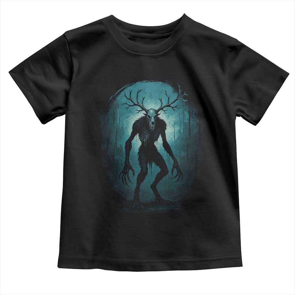 Wendigo Monster Skinwalker Mythical Cryptid Dark Forest Toddler T Shirt TS11 Black Print Your Wear
