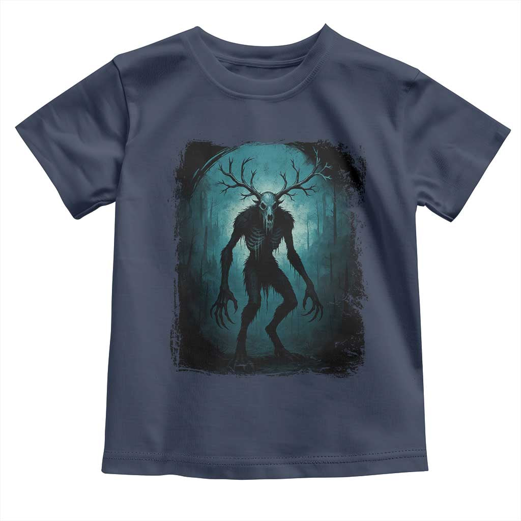 Wendigo Monster Skinwalker Mythical Cryptid Dark Forest Toddler T Shirt TS11 Navy Print Your Wear