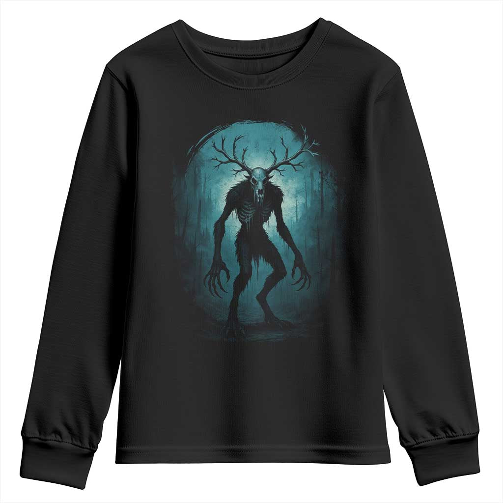Wendigo Monster Skinwalker Mythical Cryptid Dark Forest Youth Sweatshirt TS11 Black Print Your Wear