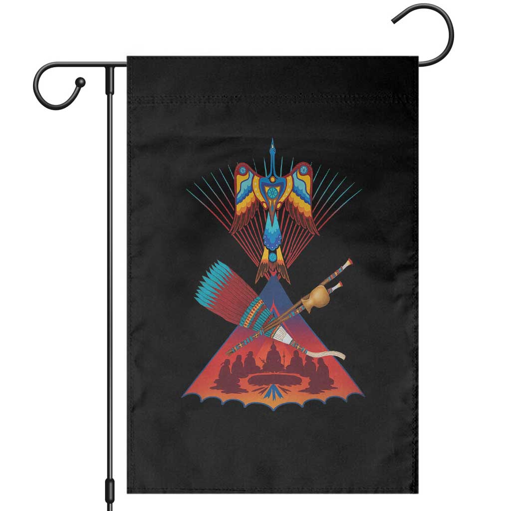 Native American Indigenous Heritage Peyote Water Bird Garden Flag TS11 Black Print Your Wear