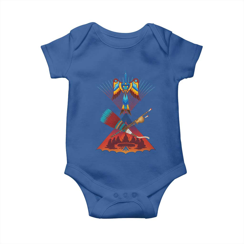 Native American Indigenous Heritage Peyote Water Bird Baby Onesie TS11 Royal Blue Print Your Wear