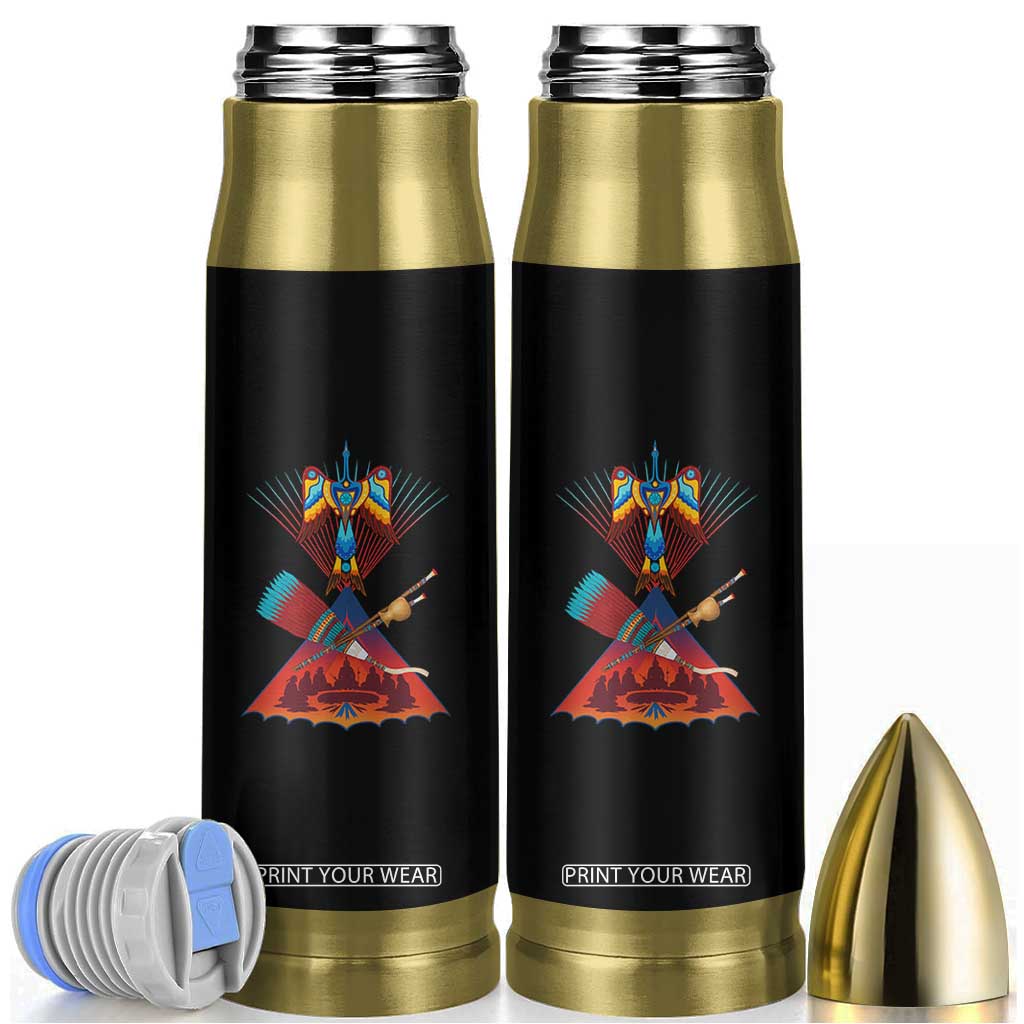 Native American Indigenous Heritage Peyote Water Bird Bullet Tumbler TS11 Black Print Your Wear