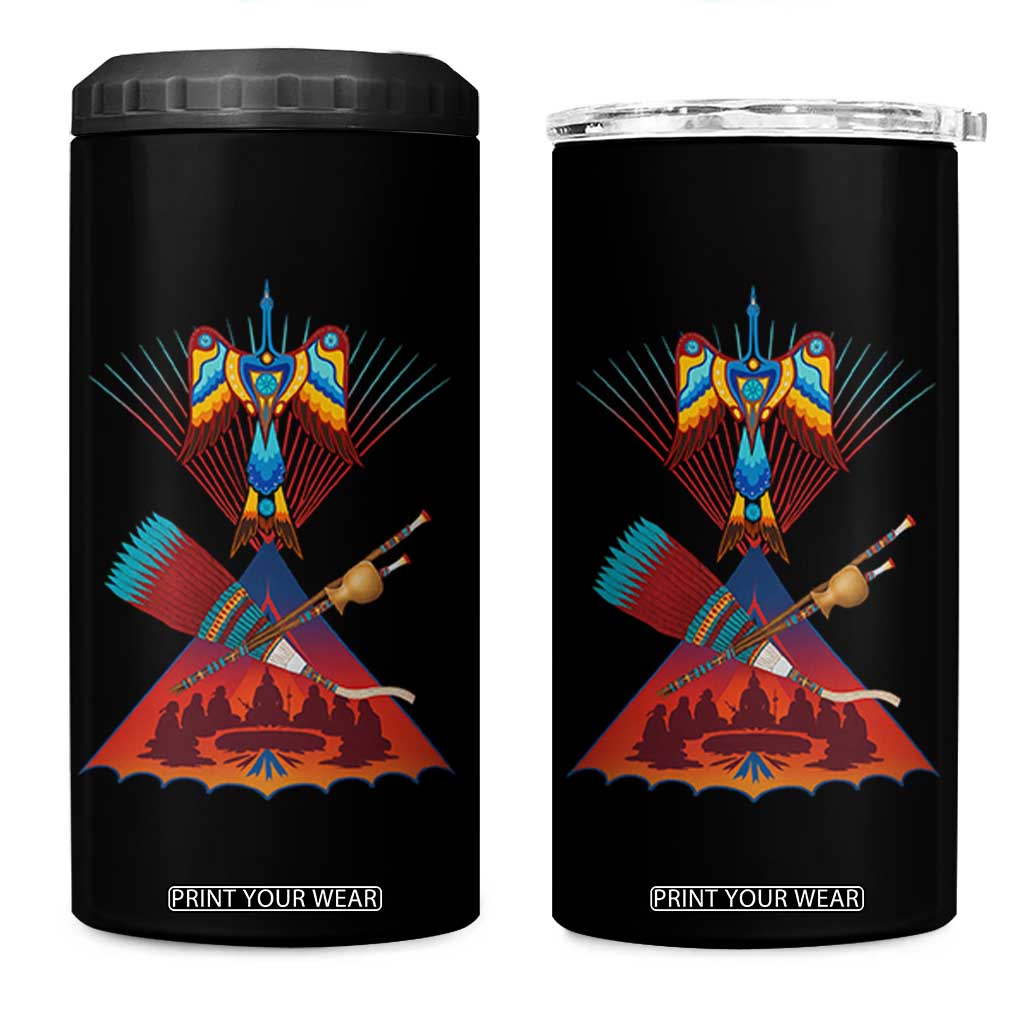 Native American Indigenous Heritage Peyote Water Bird 4 in 1 Can Cooler Tumbler TS11 One Size: 16 oz Black Print Your Wear
