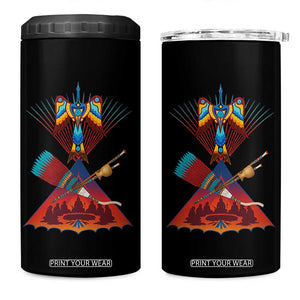 Native American Indigenous Heritage Peyote Water Bird 4 in 1 Can Cooler Tumbler TS11 One Size: 16 oz Black Print Your Wear