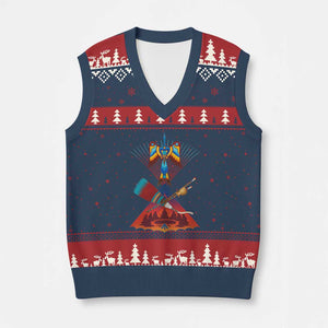 Native American Indigenous Heritage Peyote Water Bird V-Neck Knit Sweater Vest - Print Your Wear