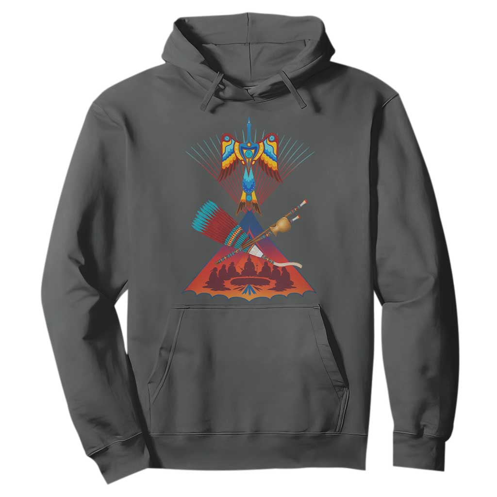 Native American Indigenous Heritage Peyote Water Bird Hoodie TS11 Dark Heather Print Your Wear