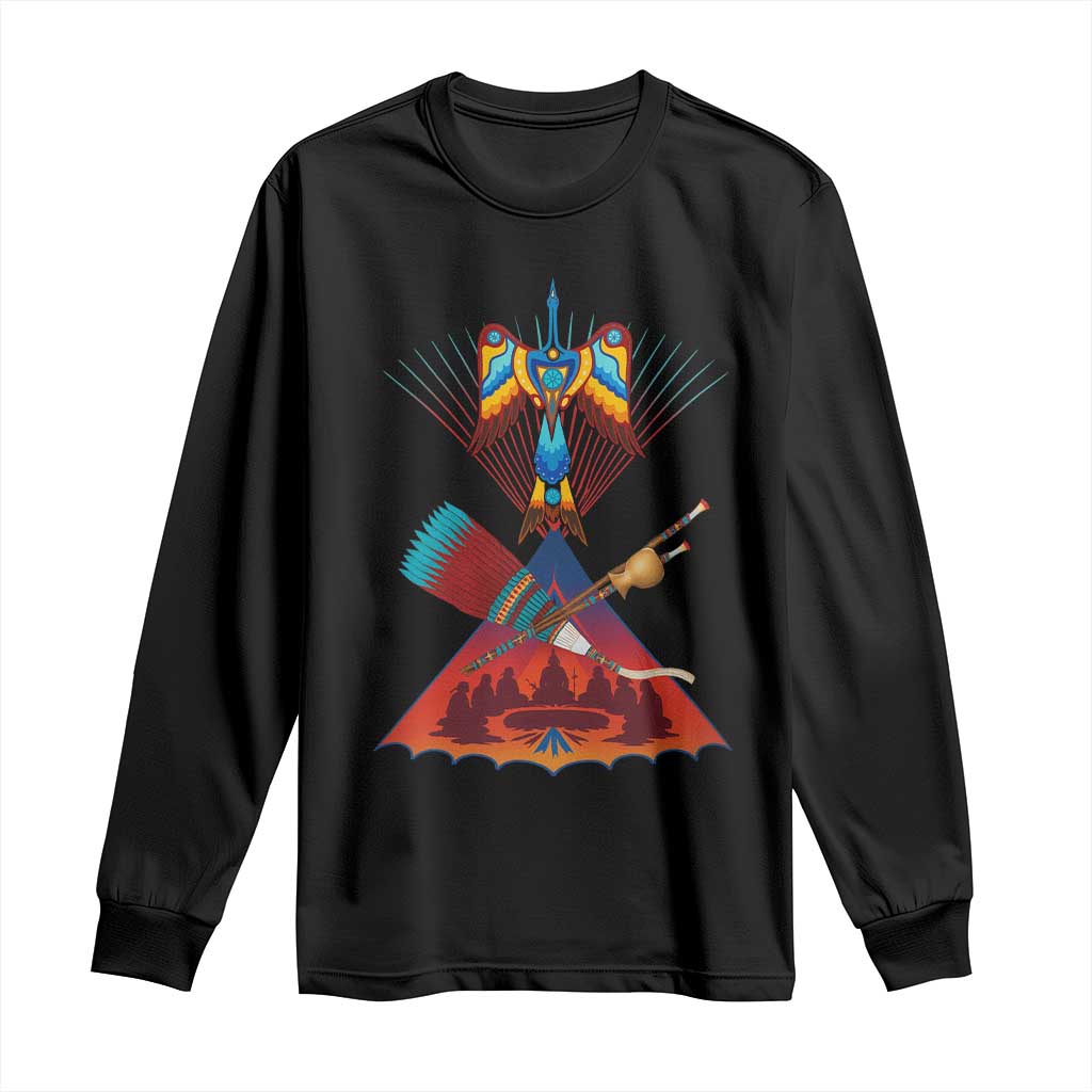 Native American Indigenous Heritage Peyote Water Bird Long Sleeve Shirt TS11 Black Print Your Wear