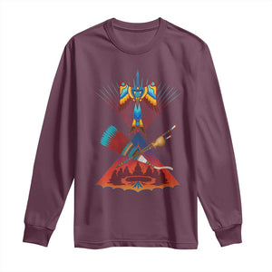 Native American Indigenous Heritage Peyote Water Bird Long Sleeve Shirt TS11 Maroon Print Your Wear