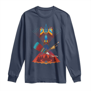 Native American Indigenous Heritage Peyote Water Bird Long Sleeve Shirt TS11 Navy Print Your Wear