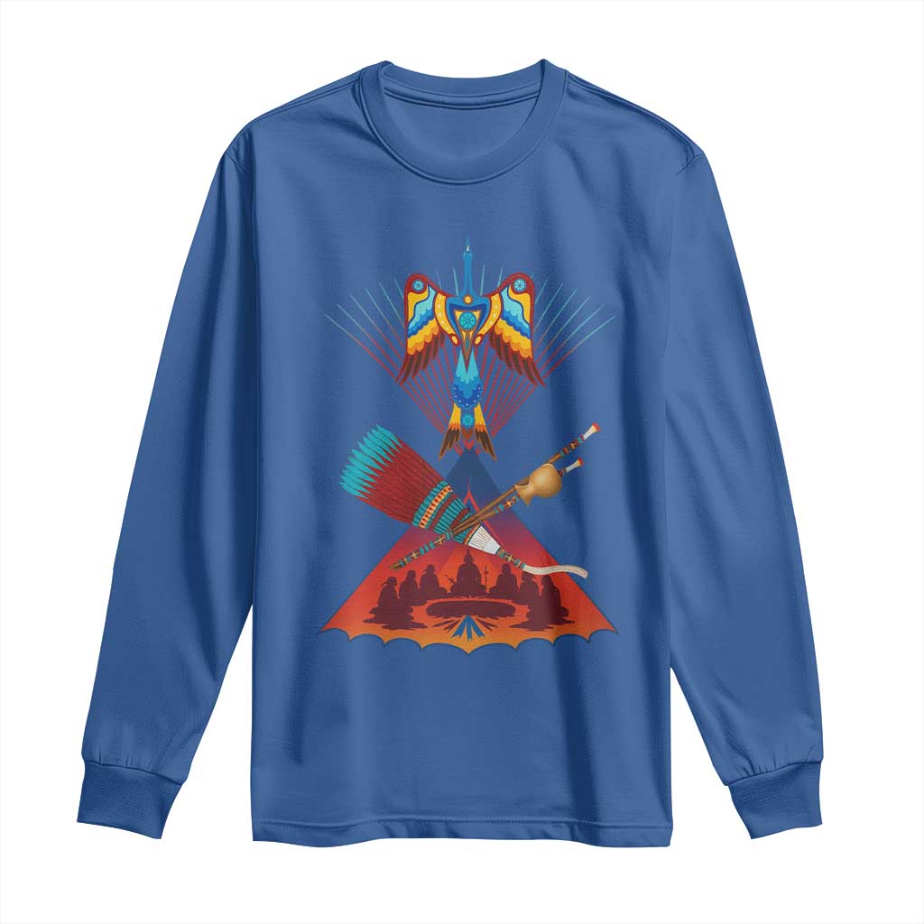 Native American Indigenous Heritage Peyote Water Bird Long Sleeve Shirt TS11 Royal Blue Print Your Wear